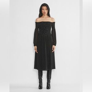 Aritzia Wilfred Margaret Chiffon off-the-shoulder maxi dress